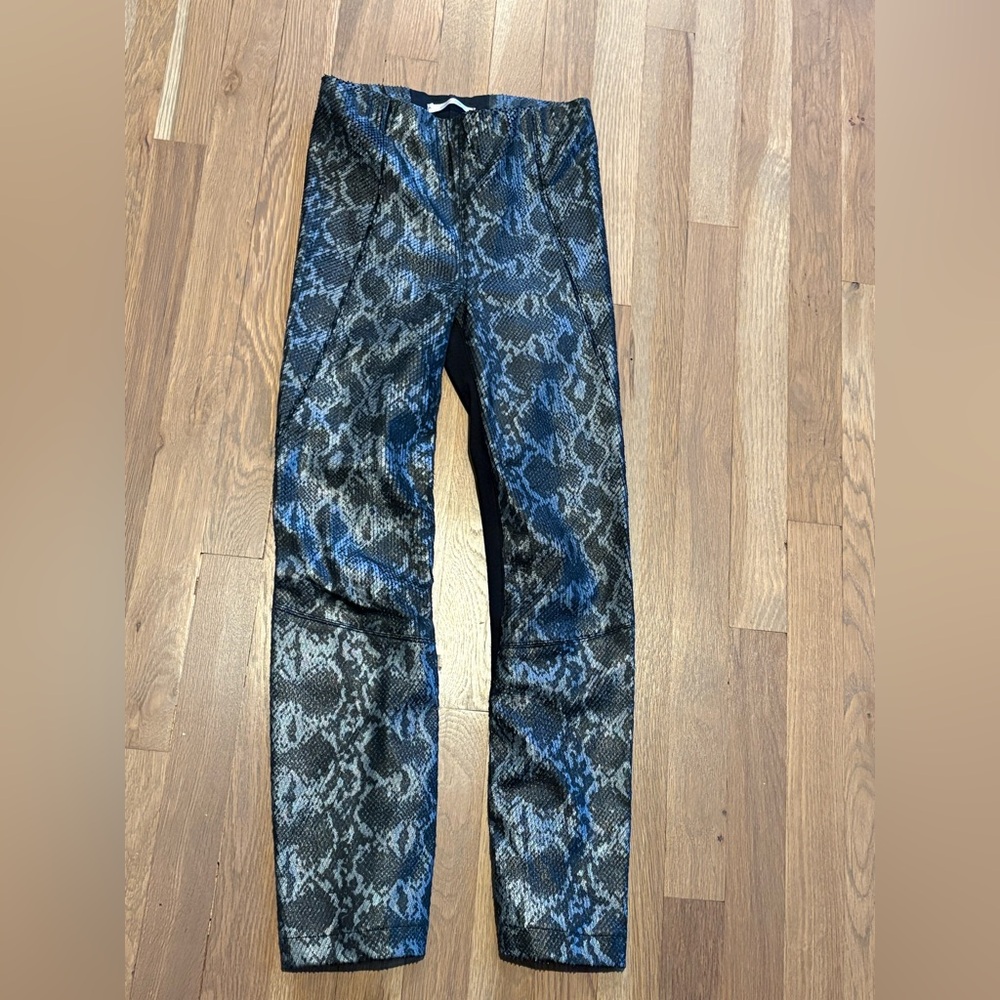Elaine Kim Elegant black leather snakeskin leggings xs